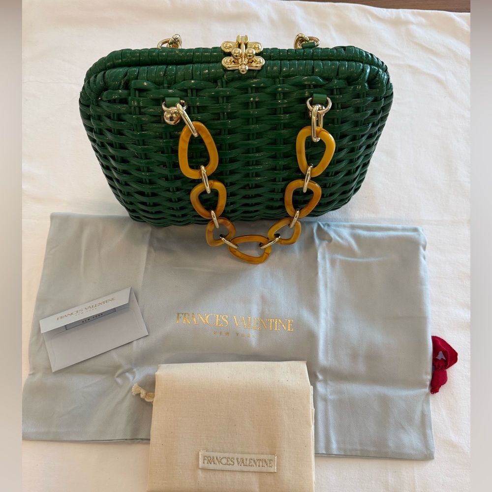 Frances Valentine Dark Green Hen Wicker Basket